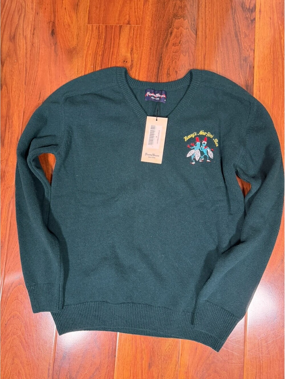 NWT Rowing Blazers Sweater Mens SZ S Green Lambswool V Neck Harry's New York Bar